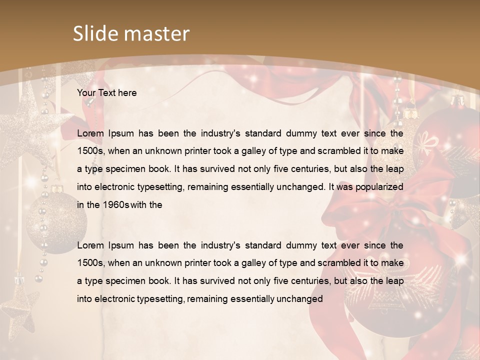 Ornament Post Card Red PowerPoint Template