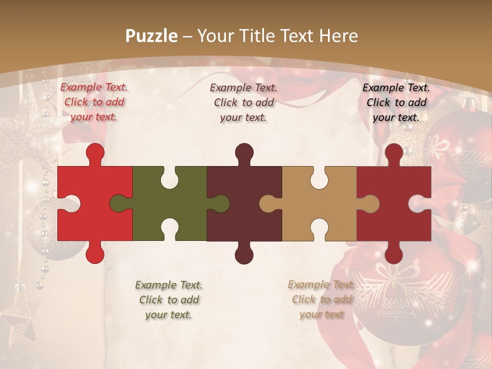 Ornament Post Card Red PowerPoint Template