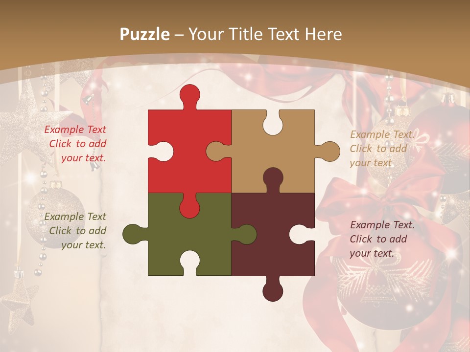 Ornament Post Card Red PowerPoint Template