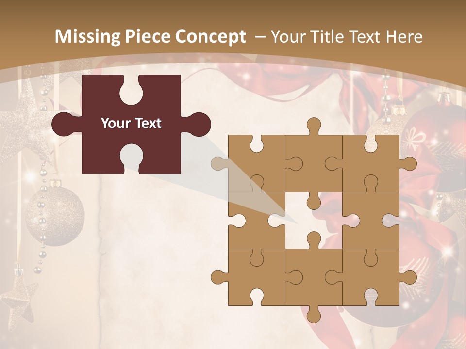 Ornament Post Card Red PowerPoint Template