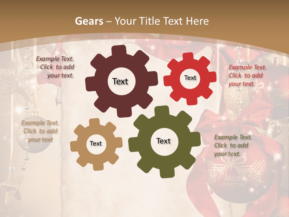 Ornament Post Card Red PowerPoint Template