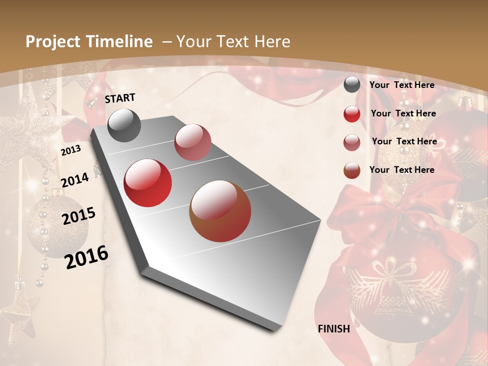 Ornament Post Card Red PowerPoint Template