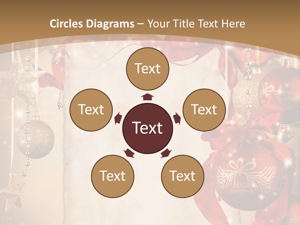 Ornament Post Card Red PowerPoint Template