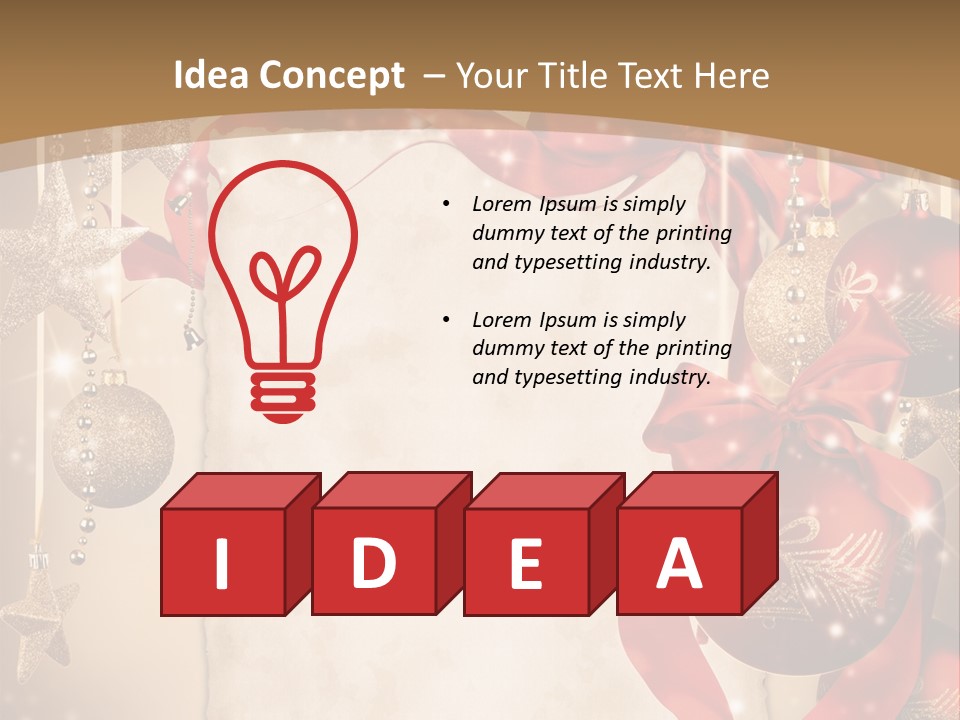 Ornament Post Card Red PowerPoint Template