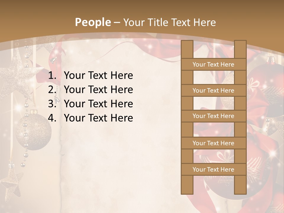 Ornament Post Card Red PowerPoint Template