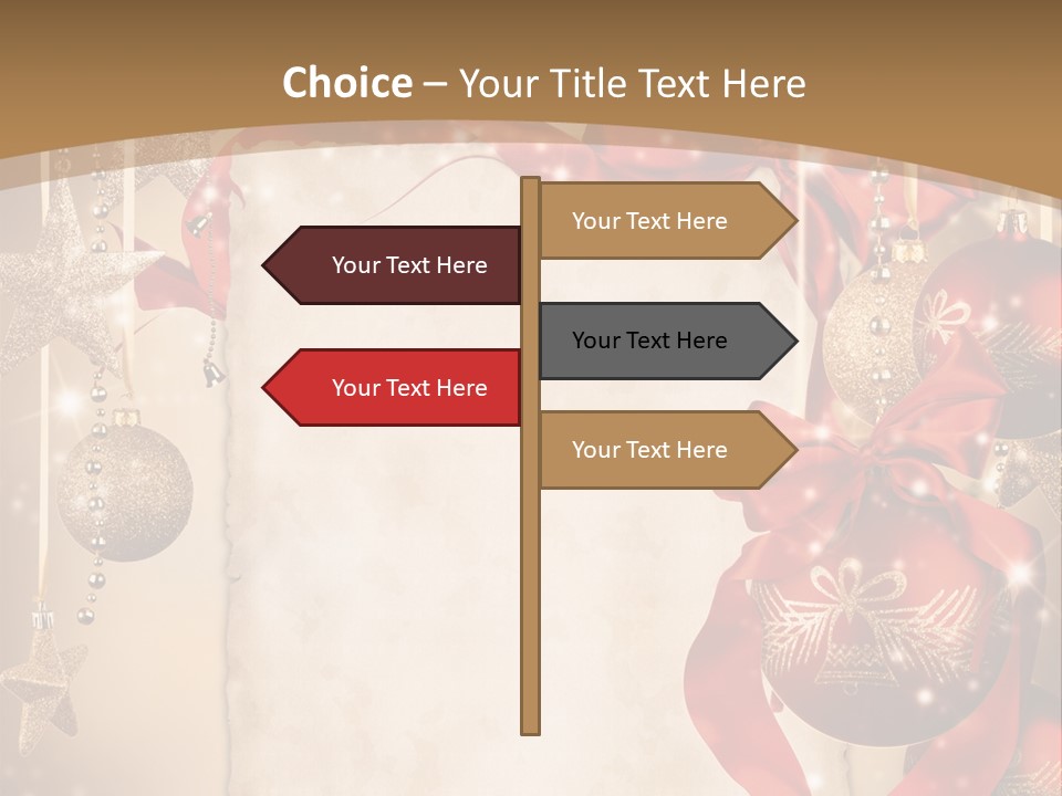 Ornament Post Card Red PowerPoint Template