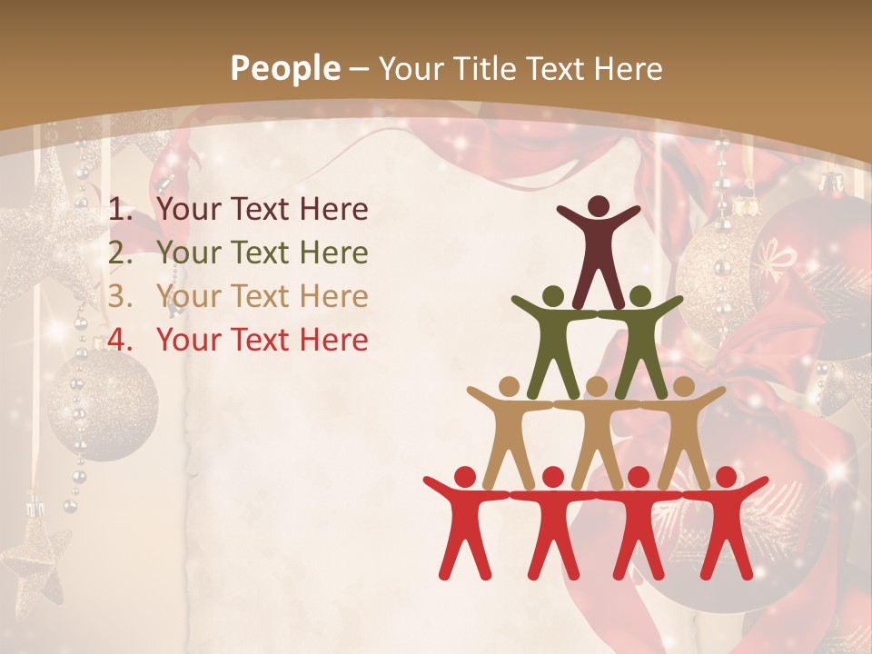 Ornament Post Card Red PowerPoint Template