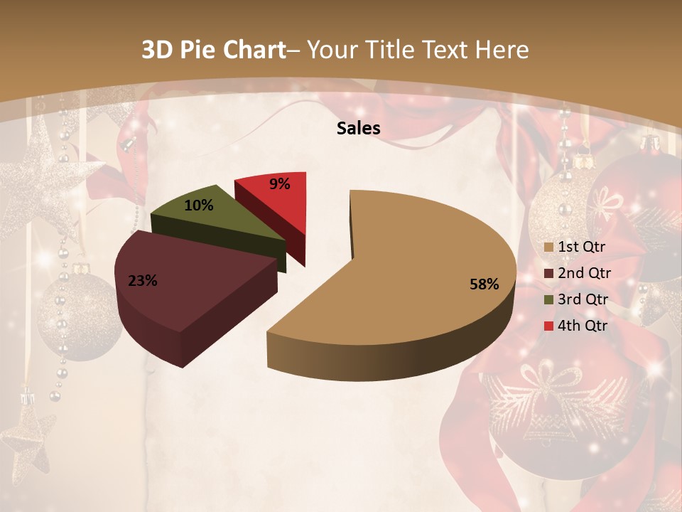 Ornament Post Card Red PowerPoint Template