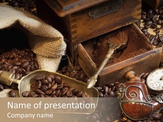 Kurbel Kaffeebohnen Mahlwerk PowerPoint Template