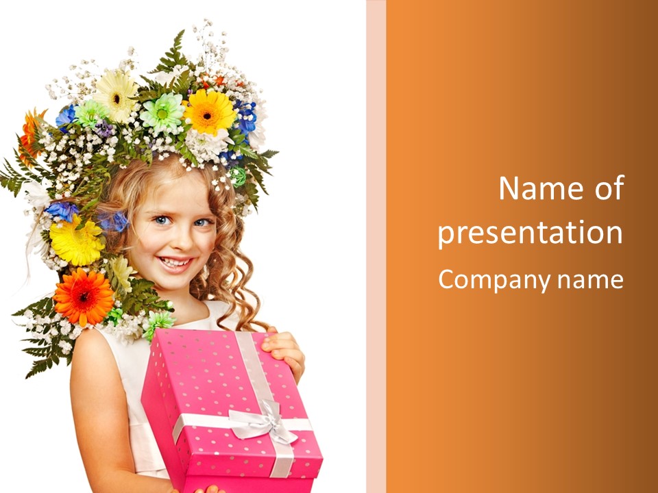 Summer Gerbera Girl PowerPoint Template