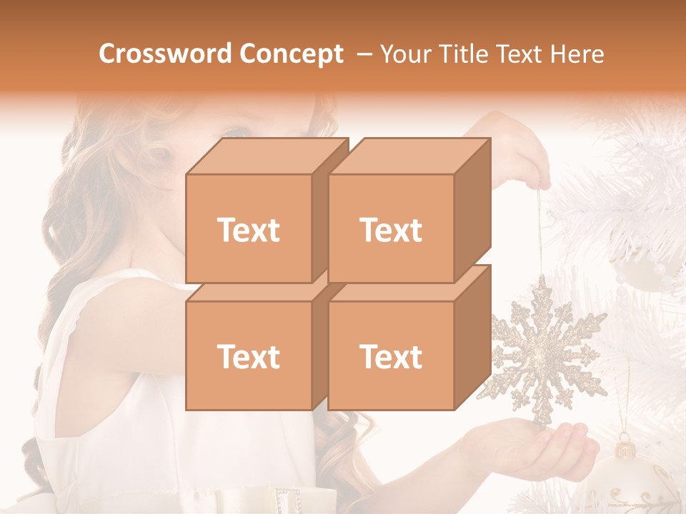 Christmas Tree Girl Isolated PowerPoint Template