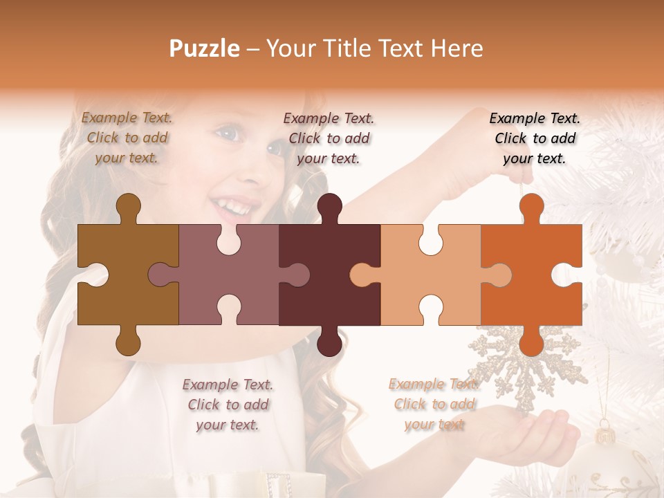 Christmas Tree Girl Isolated PowerPoint Template