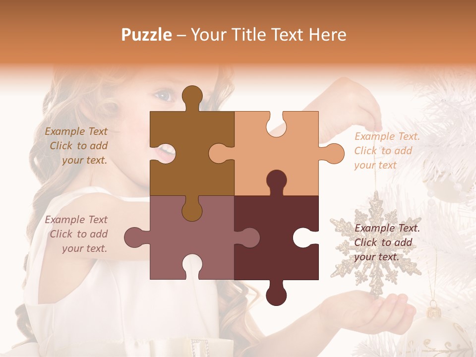 Christmas Tree Girl Isolated PowerPoint Template