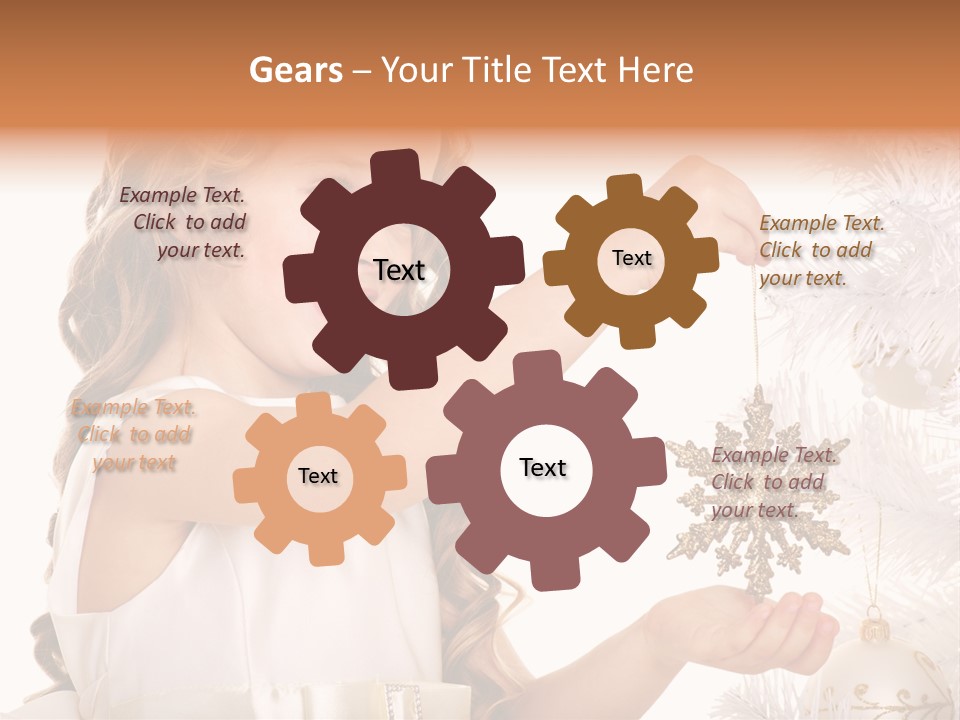 Christmas Tree Girl Isolated PowerPoint Template