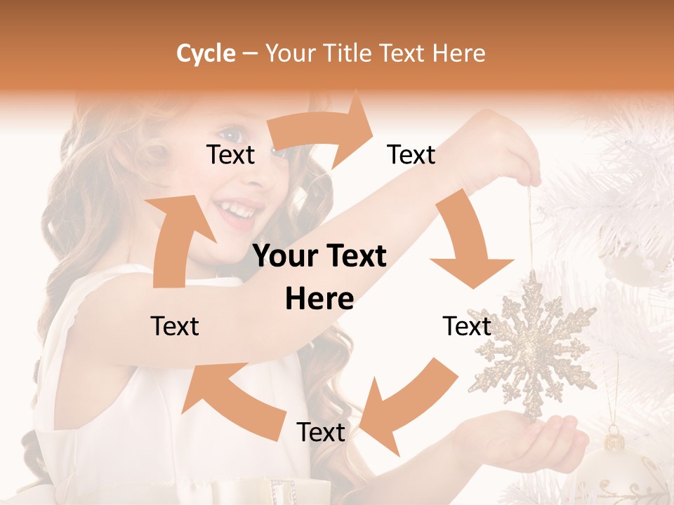 Christmas Tree Girl Isolated PowerPoint Template