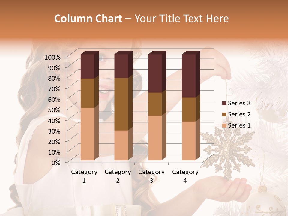 Christmas Tree Girl Isolated PowerPoint Template