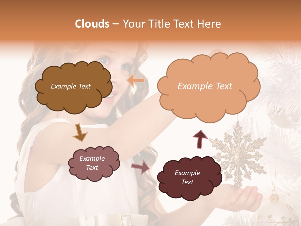 Christmas Tree Girl Isolated PowerPoint Template