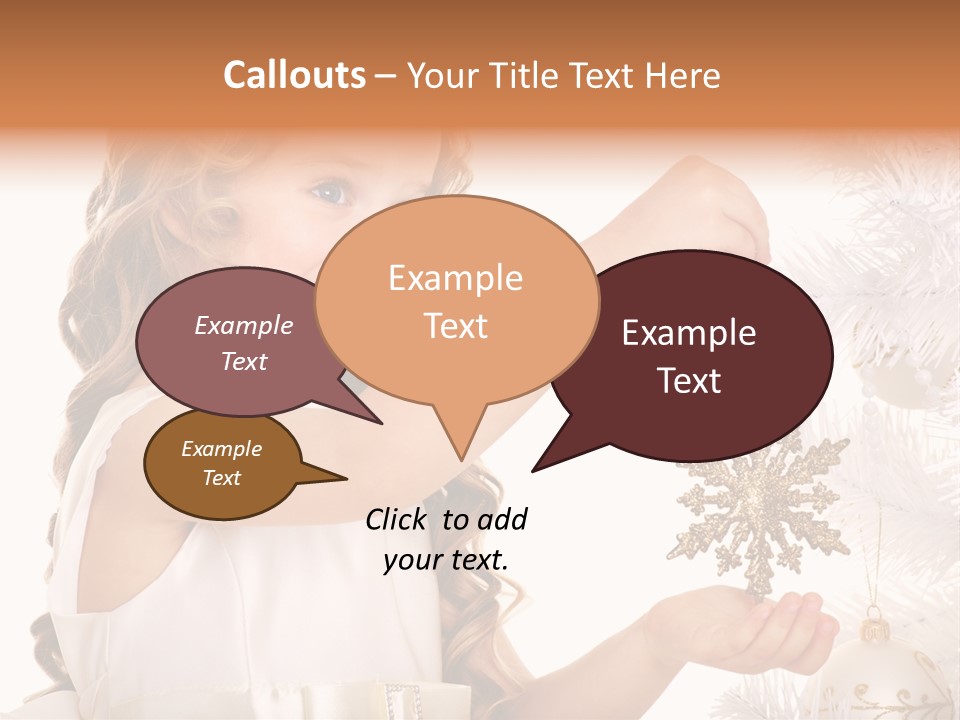 Christmas Tree Girl Isolated PowerPoint Template