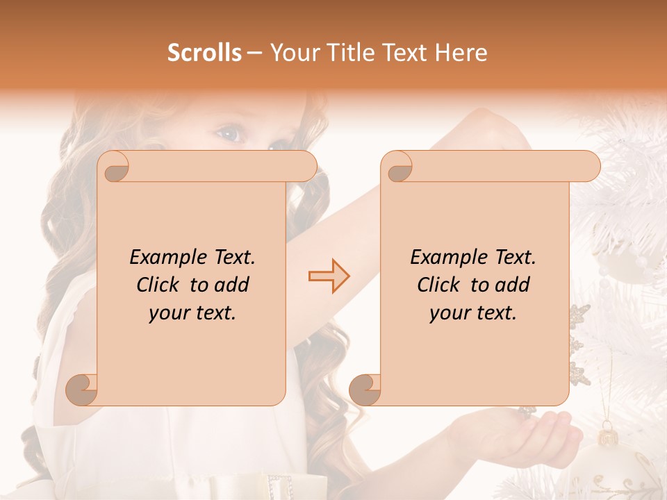 Christmas Tree Girl Isolated PowerPoint Template
