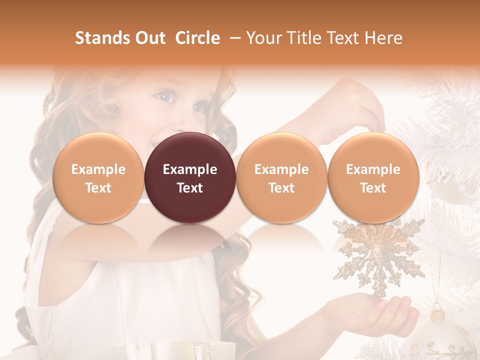 Christmas Tree Girl Isolated PowerPoint Template