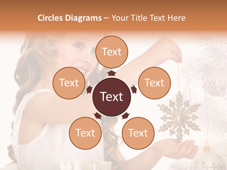 Christmas Tree Girl Isolated PowerPoint Template