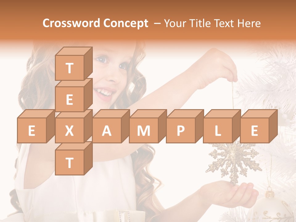 Christmas Tree Girl Isolated PowerPoint Template