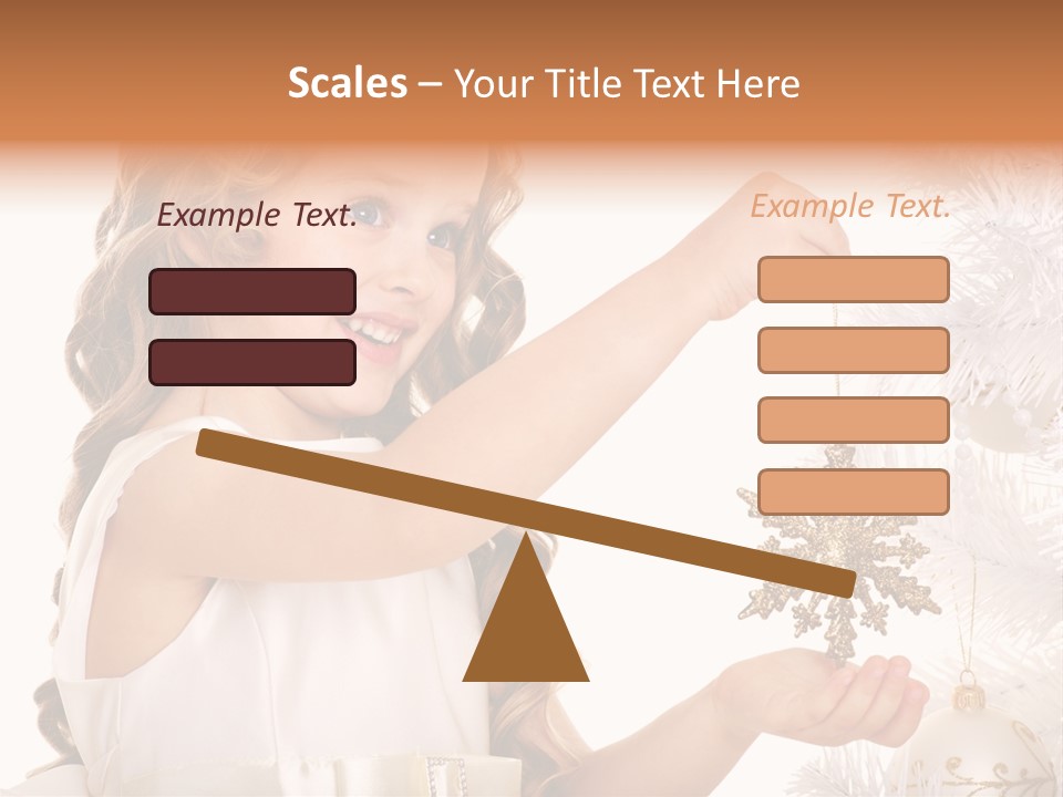 Christmas Tree Girl Isolated PowerPoint Template