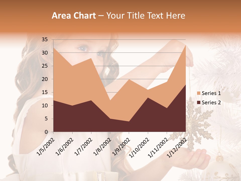 Christmas Tree Girl Isolated PowerPoint Template