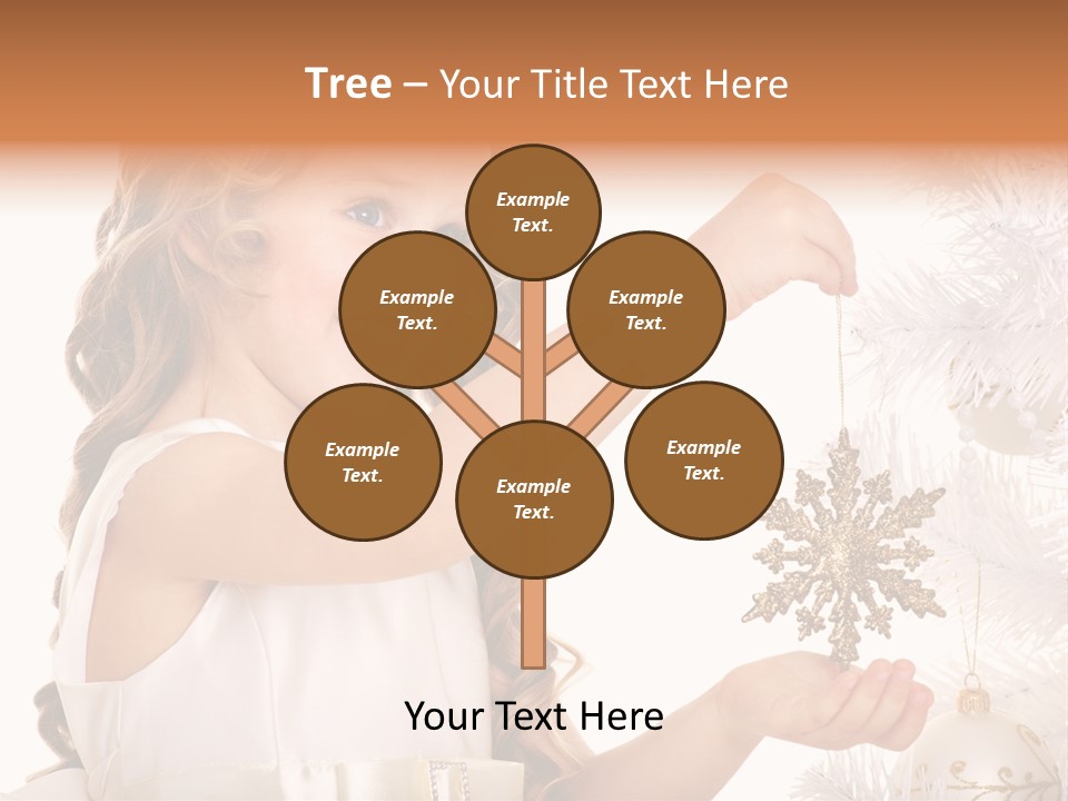 Christmas Tree Girl Isolated PowerPoint Template