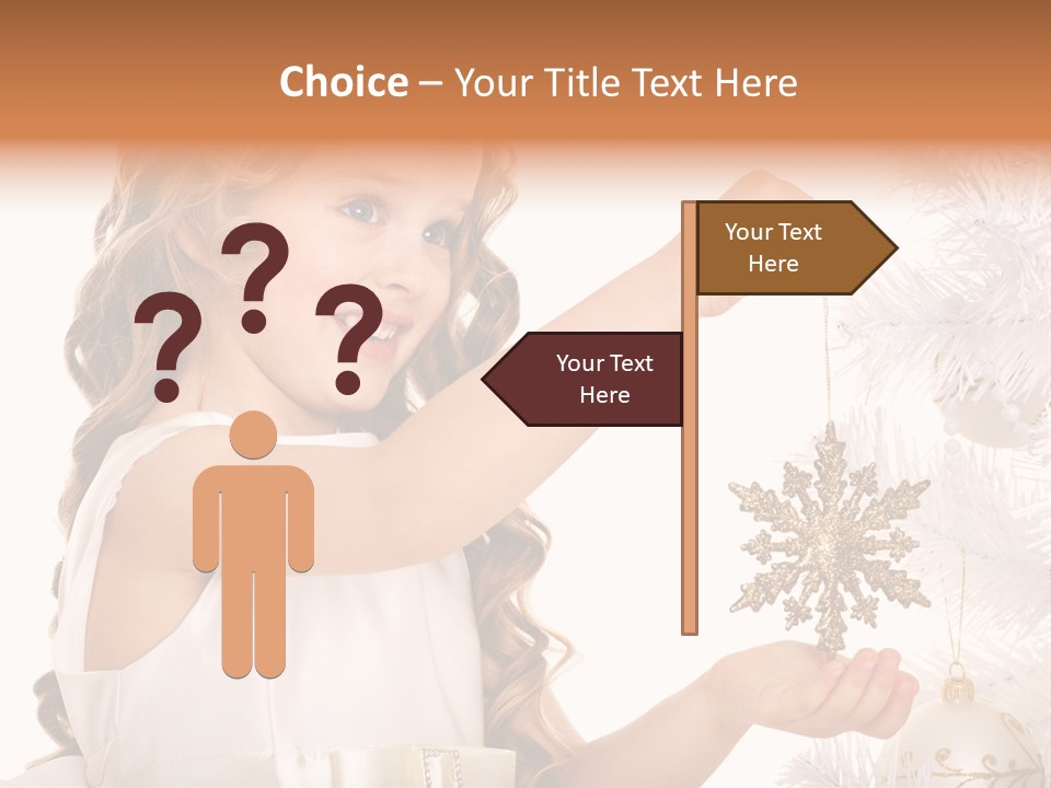 Christmas Tree Girl Isolated PowerPoint Template
