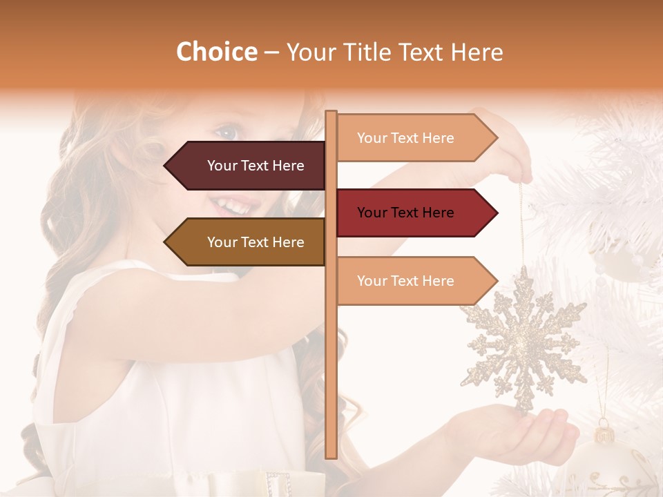 Christmas Tree Girl Isolated PowerPoint Template