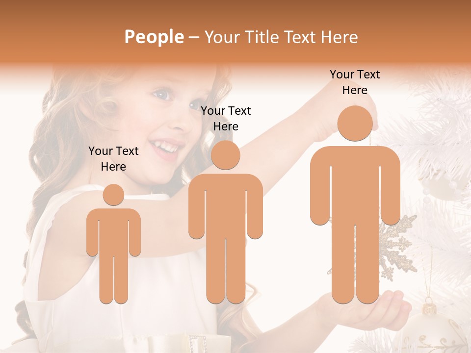 Christmas Tree Girl Isolated PowerPoint Template