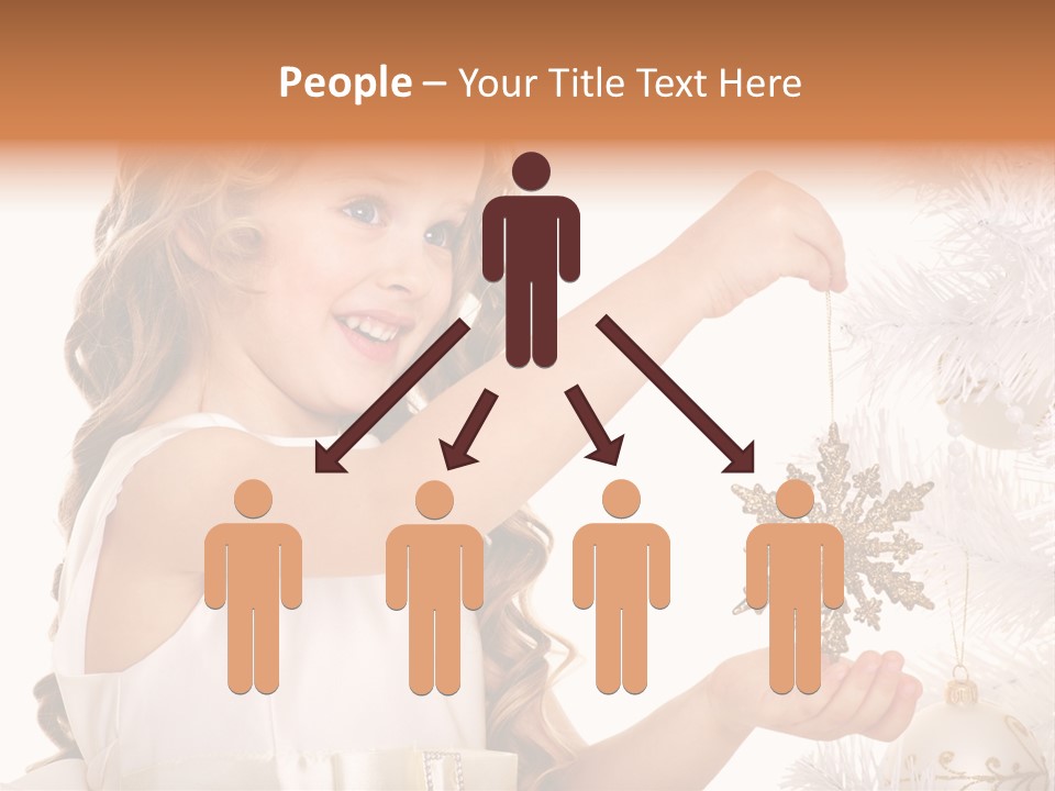 Christmas Tree Girl Isolated PowerPoint Template