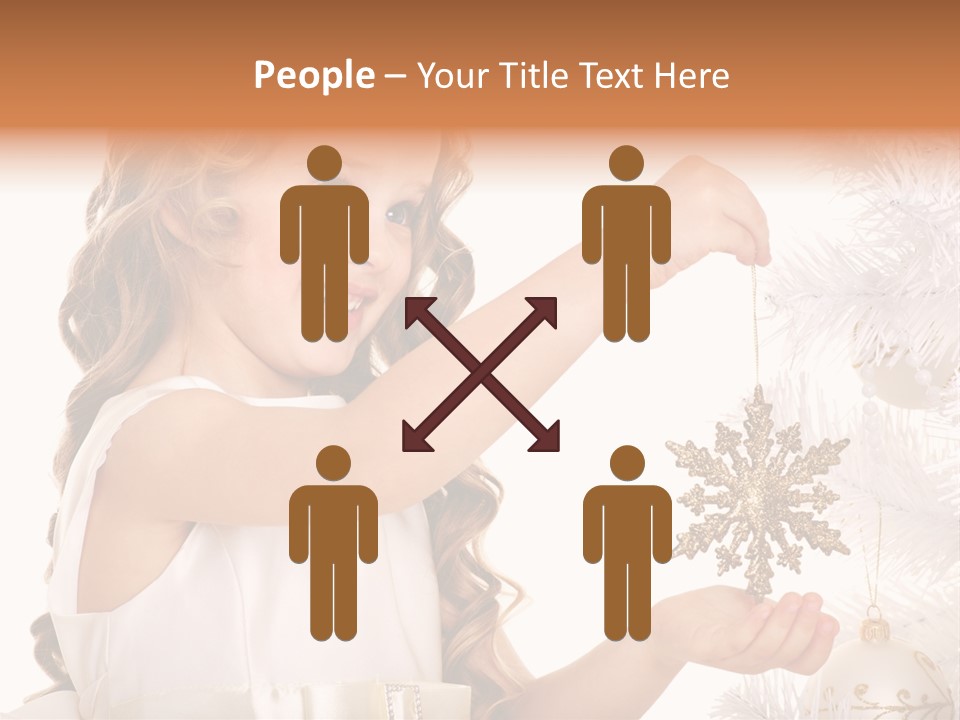 Christmas Tree Girl Isolated PowerPoint Template