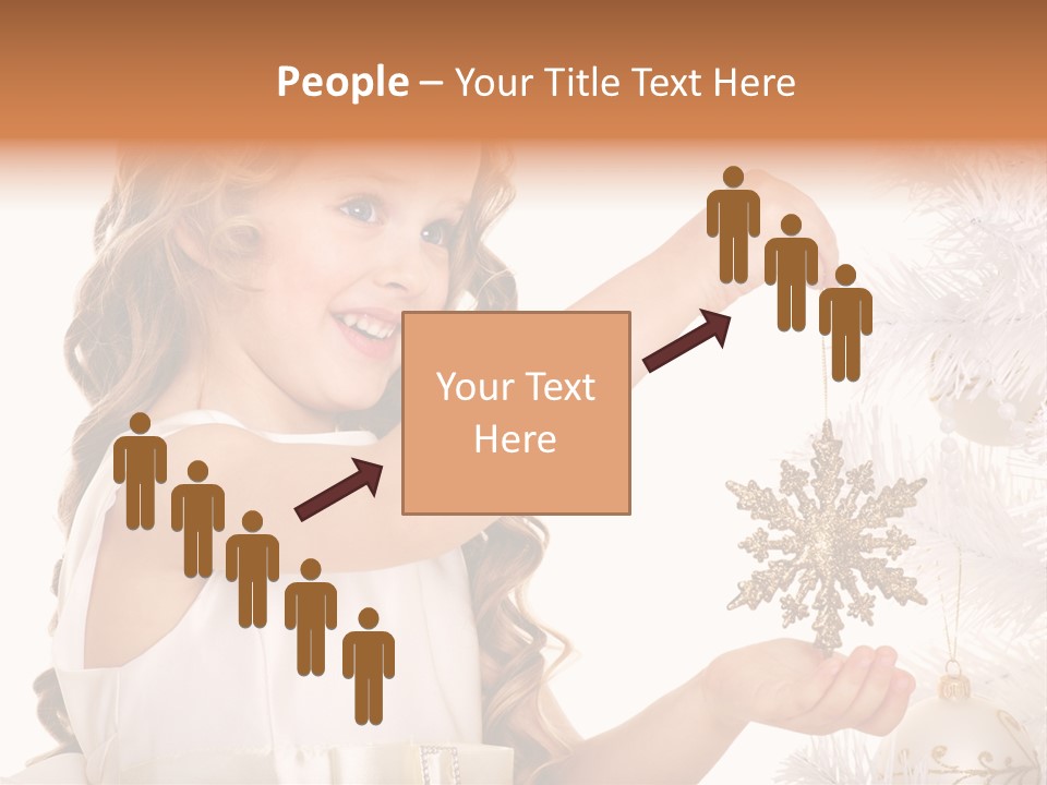 Christmas Tree Girl Isolated PowerPoint Template