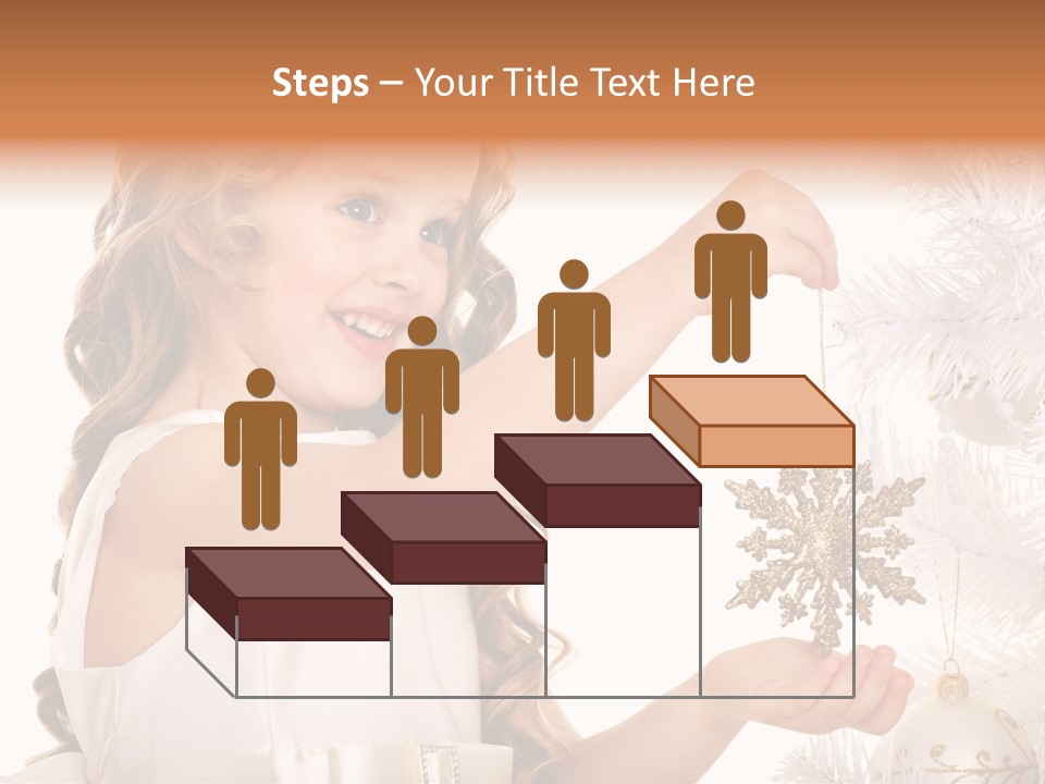 Christmas Tree Girl Isolated PowerPoint Template