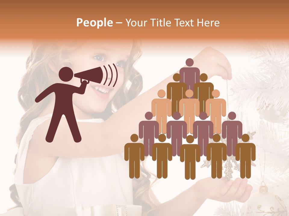 Christmas Tree Girl Isolated PowerPoint Template