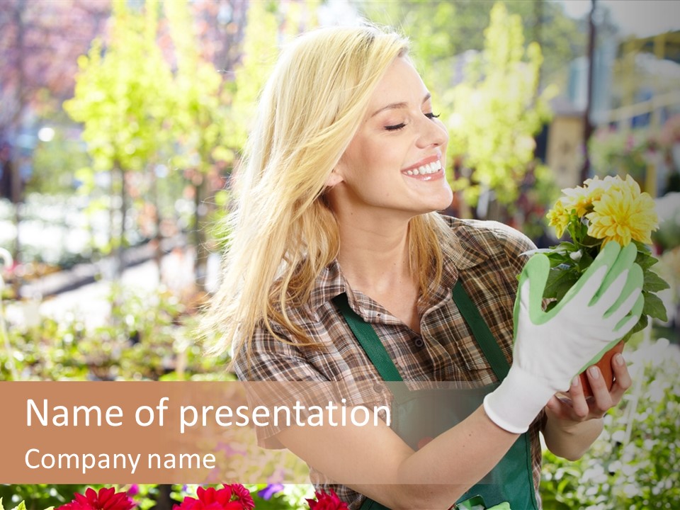 Standing Happy Female PowerPoint Template