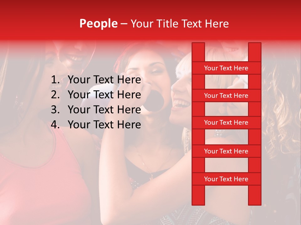 Female Happy Microphone PowerPoint Template