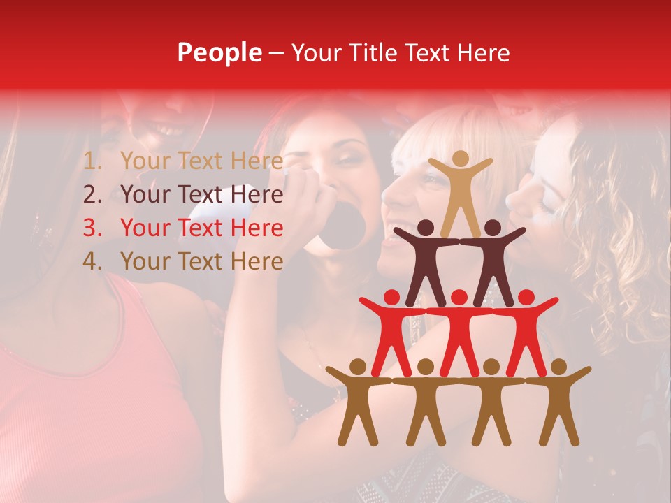 Female Happy Microphone PowerPoint Template