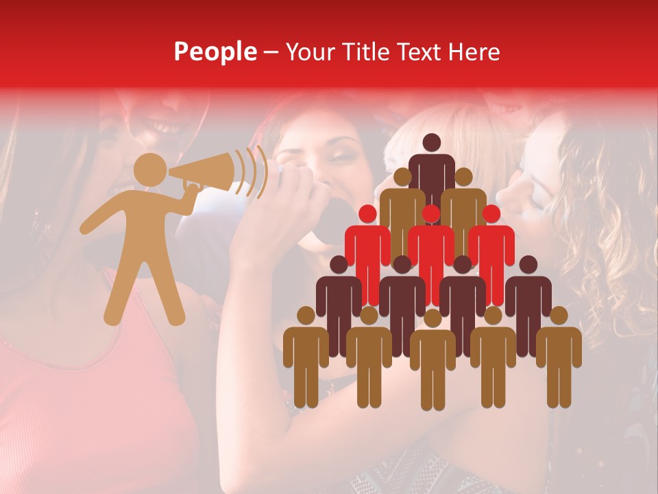 Female Happy Microphone PowerPoint Template