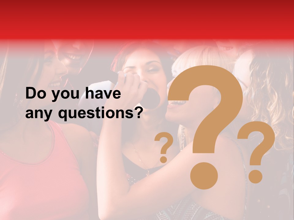 Female Happy Microphone PowerPoint Template