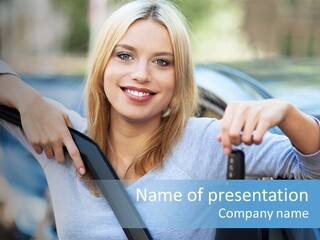 Female Car Keys Transport PowerPoint Template