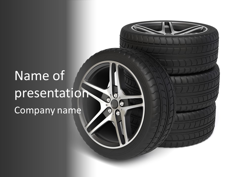 Isolated Metal Tire PowerPoint Template