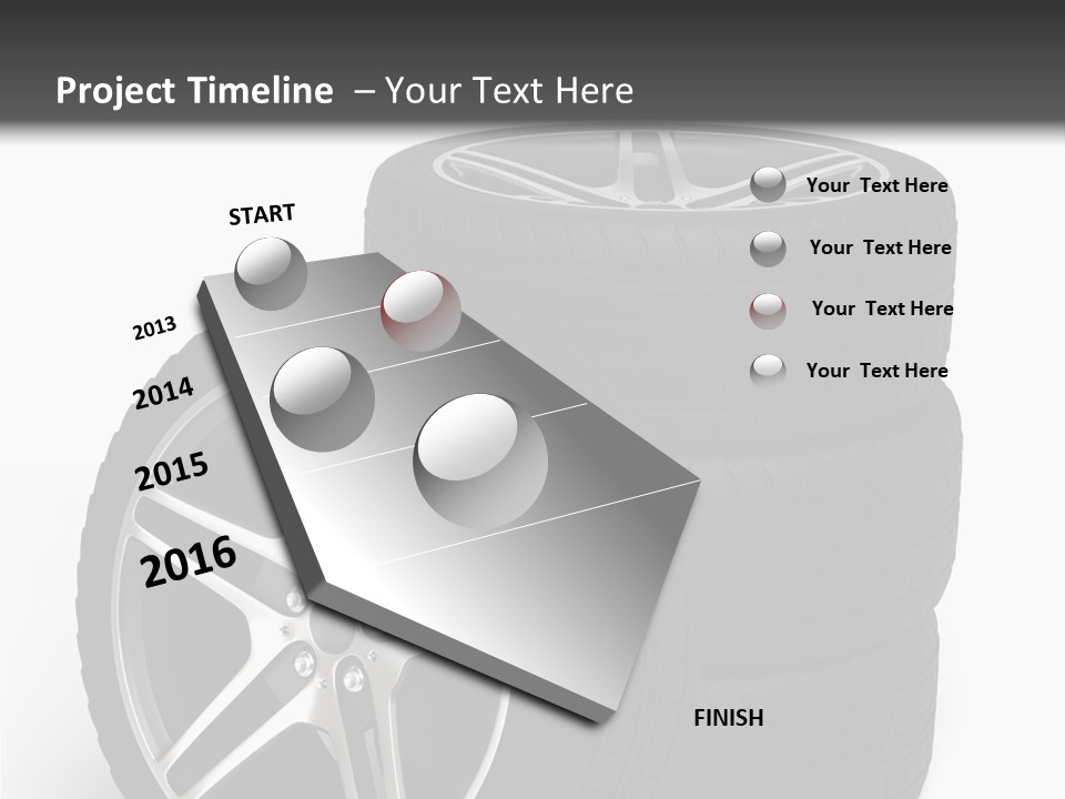 Isolated Metal Tire PowerPoint Template