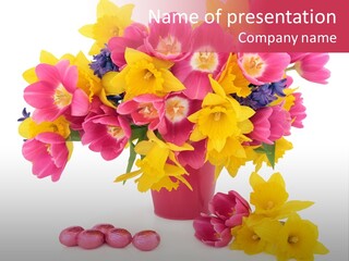 Narcissus White Vase PowerPoint Template