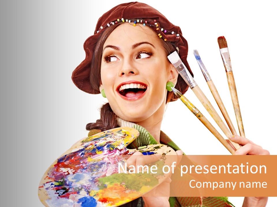 Beautiful Paint Girl PowerPoint Template