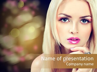 Makeup Eye Shadow Caucasian PowerPoint Template