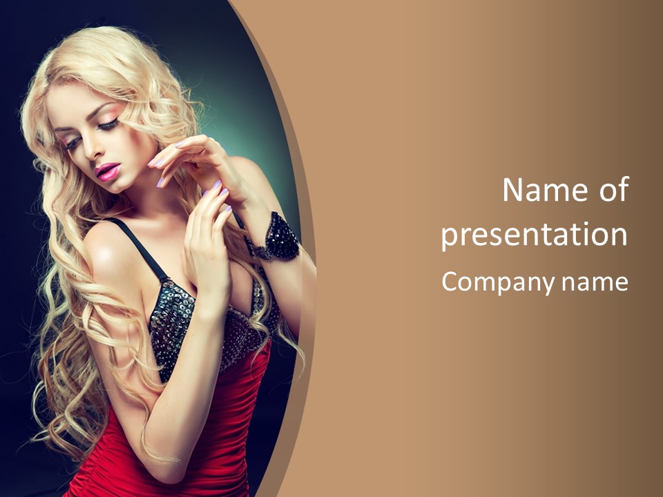 Care Wavy Hair Make Up PowerPoint Template