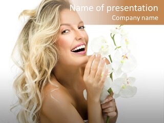 Woman Joy Orchids PowerPoint Template